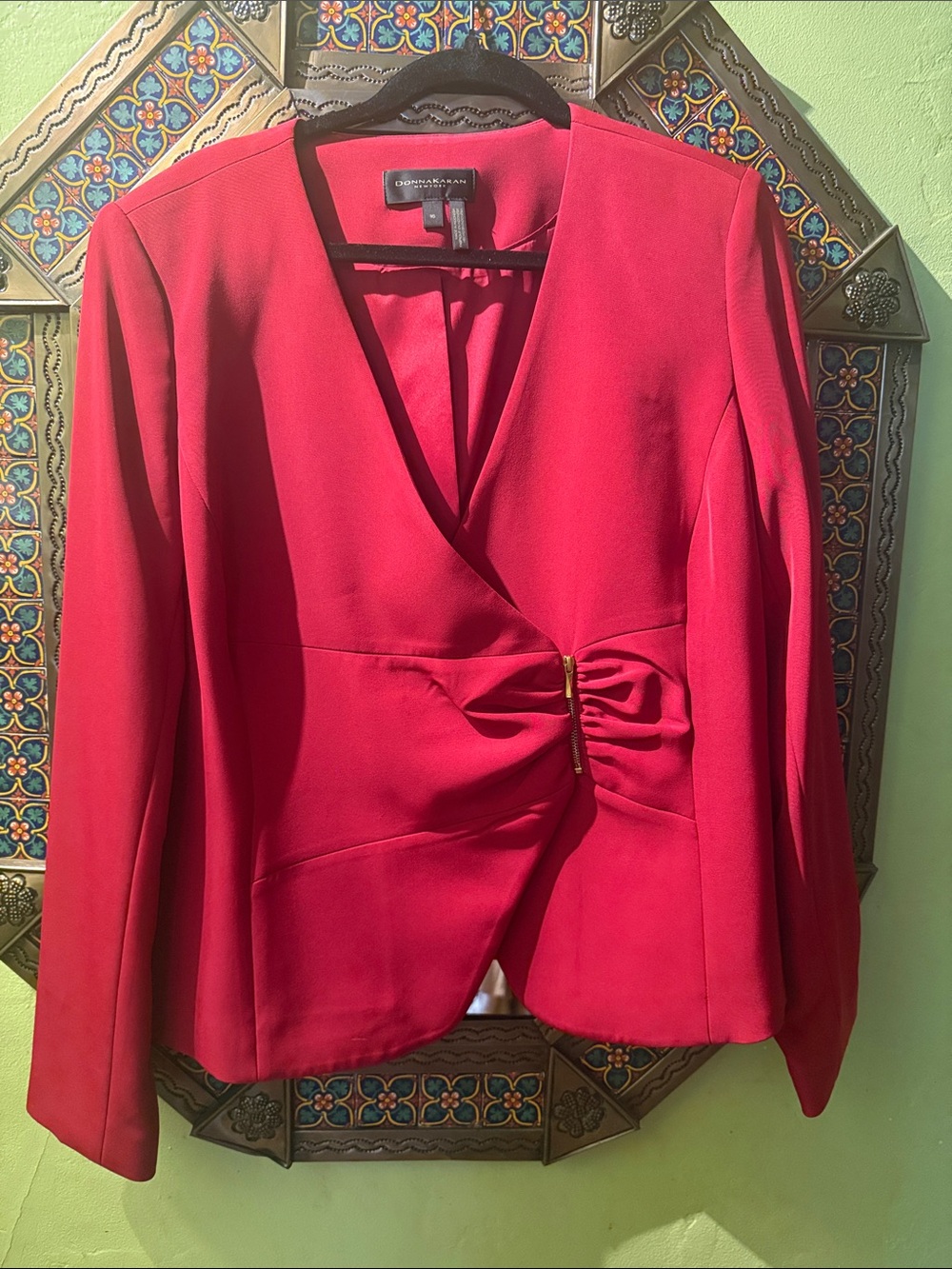 Donna Karan Red Twist-Detail Blazer